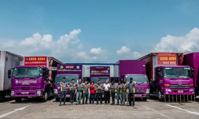 Row of Omni Global lorries