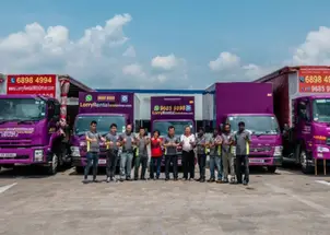 Omni Global lorry fleet with drivers